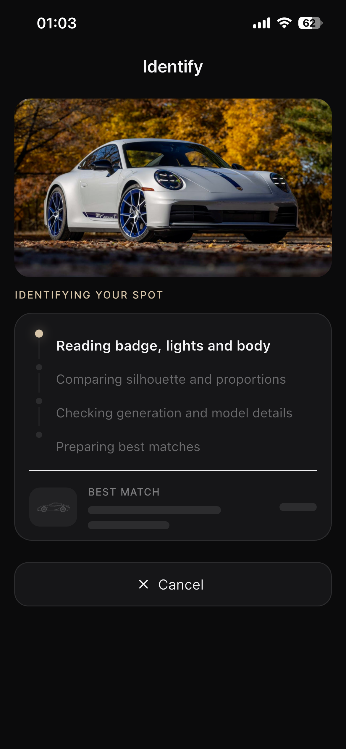 Marque identifying a Porsche from a submitted photo